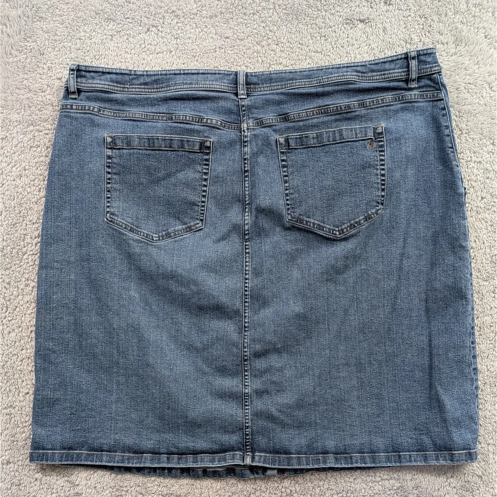 Two By Vince Camuto Denim Skirt Women's 24W Medium Wash Button Front Knee Length